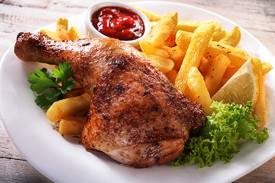 Gegrillte Hähnchenkeule